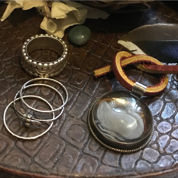 Vintage Sterling Etched Quartz Crystal Pendant - Picture 1 of 4